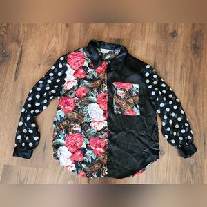 Vintage Petite Impressions Women's Button Down Blouse 100% Polyester Size 6